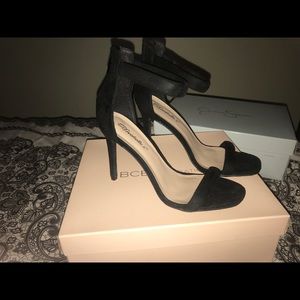 Black suede heels